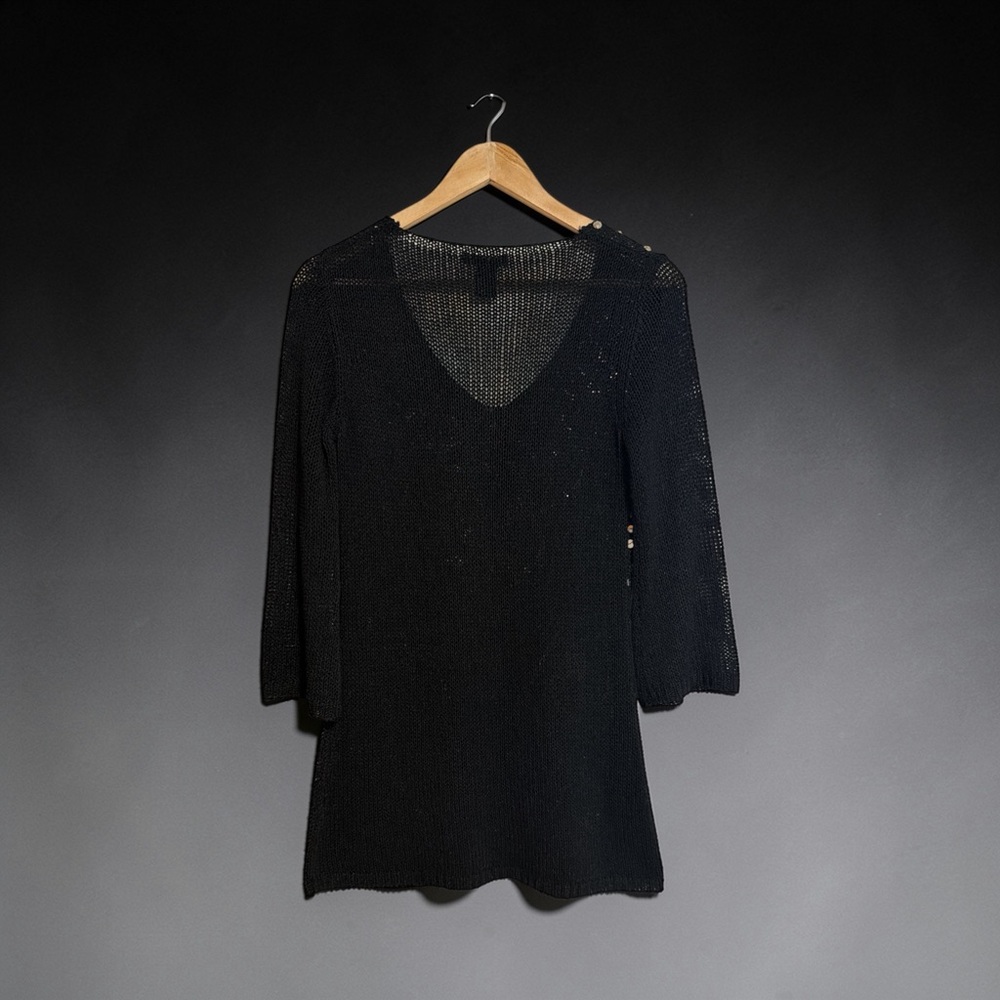 BCBGMaxAzria Black Open-Weave Knit Top/mini dress - Picture 7 of 8